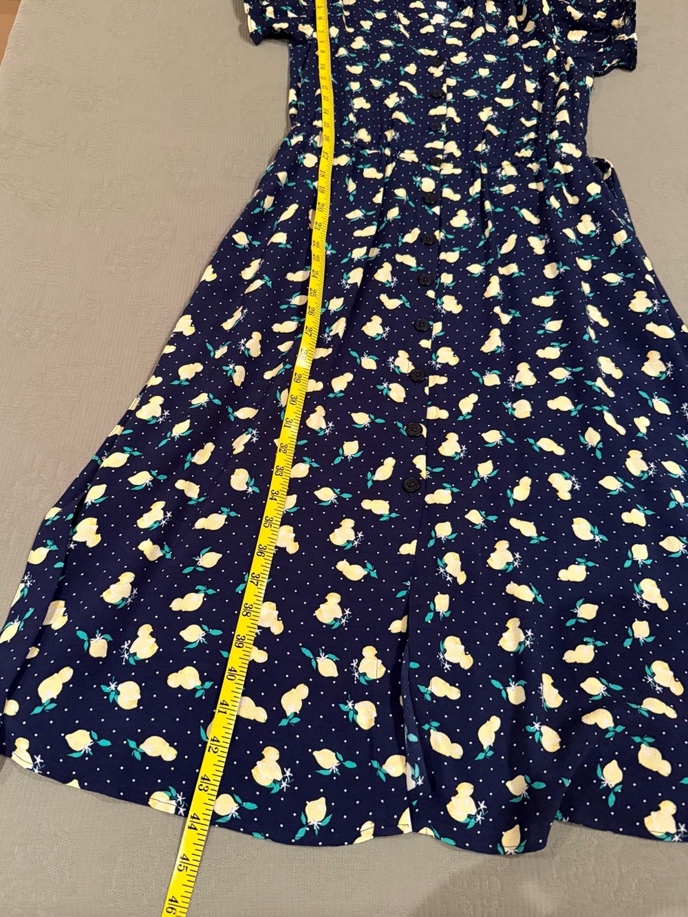 Bundle Save 3 or more dresses Talbots Navy Midi Dress with Yellow Lemon Print - Picture 4 of 8